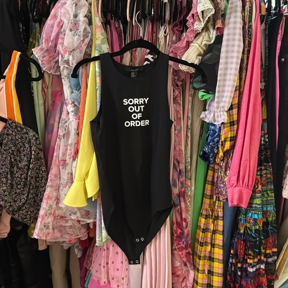 F21 sorry out of order bodysuit
